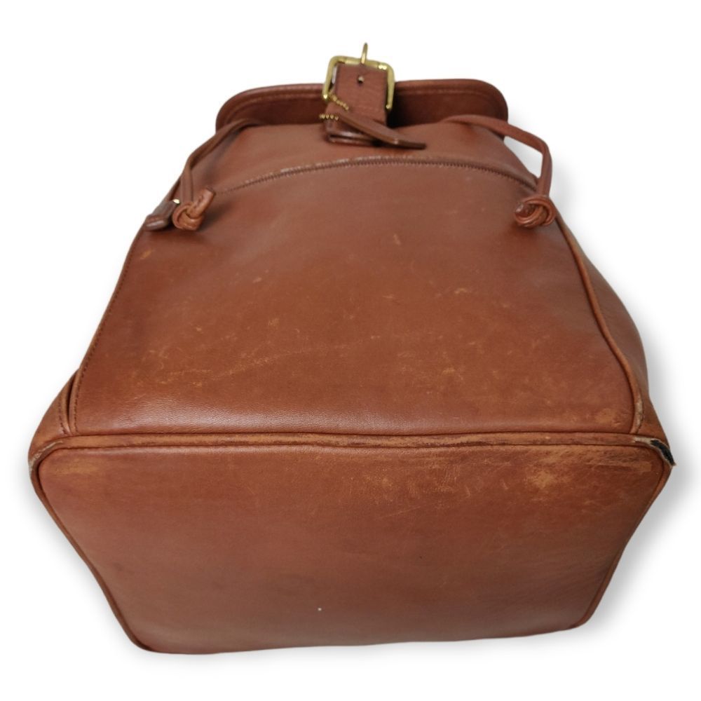 💥XL COACH TAN BROWN GENUINE LEATHER BACKPACK SHOULDER BAG CARRY ALL - Picture 5 of 10